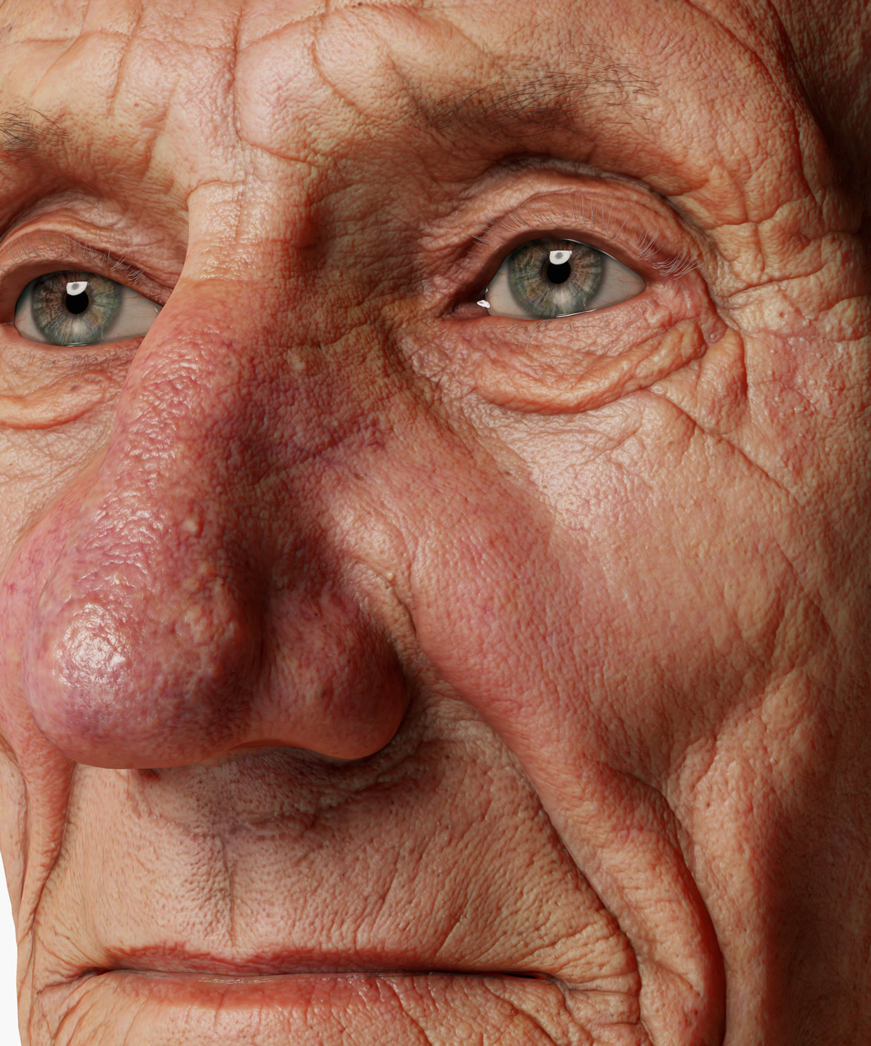Download high resolution old male body scan with wrinkled skin 